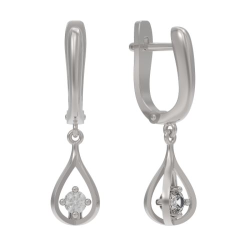 Серебряные cерьги висячие с фианитом