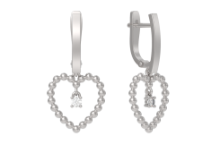 Серебряные cерьги висячие с фианитом