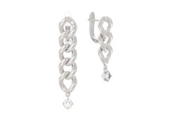 Серебряные cерьги висячие с фианитом