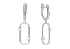 Серебряные cерьги висячие с фианитом