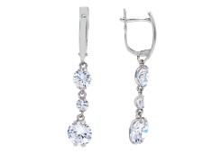 Серебряные cерьги висячие с фианитом