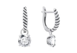 Серебряные cерьги висячие с фианитом