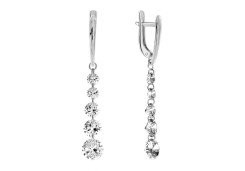 Серебряные cерьги висячие с фианитом