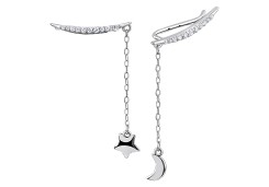 Серебряные cерьги висячие с фианитом