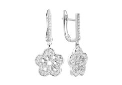 Серебряные cерьги висячие с фианитом