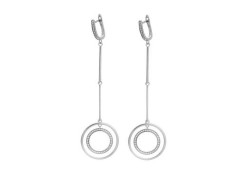 Серебряные cерьги висячие с фианитом