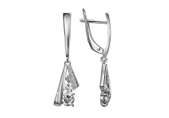 Серебряные cерьги висячие с фианитом