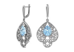 Серебряные cерьги висячие с фианитом