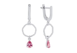 Серебряные cерьги висячие с фианитом