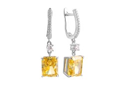 Серебряные cерьги висячие с фианитом