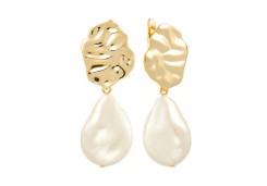 Серебряные cерьги висячие с позолотой с жемчугом