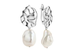 Серебряные cерьги висячие с жемчугом