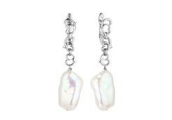 Серебряные cерьги висячие с жемчугом