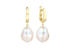 Серебряные cерьги висячие с позолотой с жемчугом