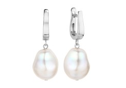 Серебряные cерьги висячие с жемчугом