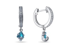 Серебряные cерьги висячие с топазом