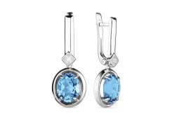 Серебряные cерьги висячие с топазом