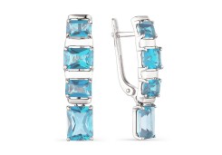 Серебряные cерьги висячие с топазом