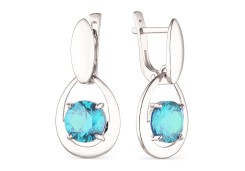 Серебряные cерьги висячие с топазом