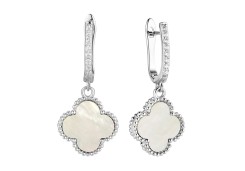 Серебряные cерьги висячие с перламутром