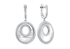 Серебряные cерьги висячие с перламутром