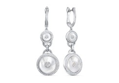 Серебряные cерьги висячие с перламутром