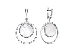 Серебряные cерьги висячие с перламутром