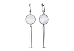 Серебряные cерьги висячие с перламутром