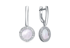 Серебряные cерьги висячие с перламутром