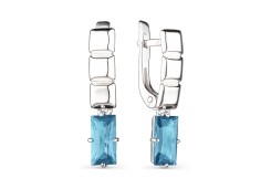 Серебряные cерьги висячие с ситаллом