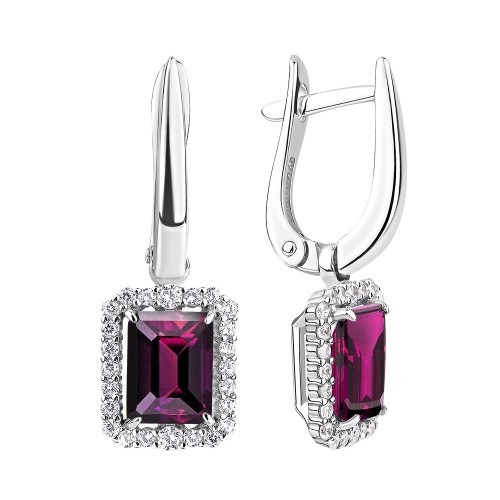 Серебряные cерьги висячие с ситаллом