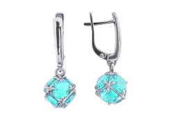 Серебряные cерьги висячие с кварцем