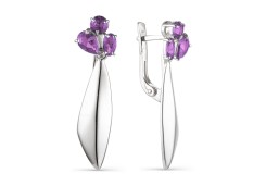 Серебряные cерьги висячие с аметистом