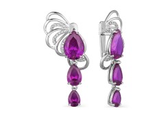 Серебряные cерьги висячие с аметистом