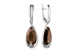 Серебряные cерьги висячие с раух-топазом