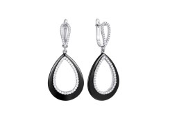 Серебряные cерьги висячие с керамикой