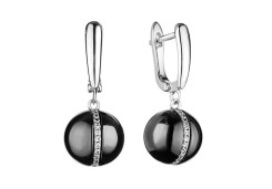 Серебряные cерьги висячие с керамикой