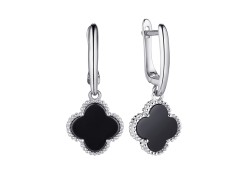 Серебряные cерьги висячие с керамикой