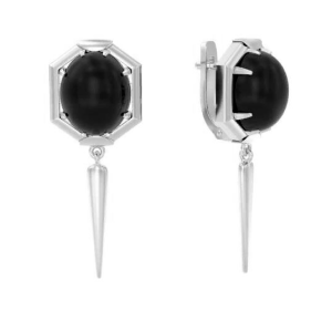 Серебряные cерьги висячие с агатом