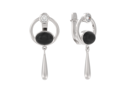 Серебряные cерьги висячие с агатом