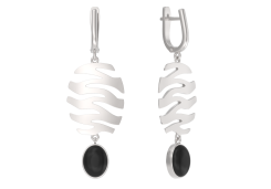 Серебряные cерьги висячие с агатом