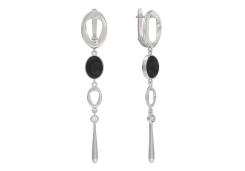 Серебряные cерьги висячие с агатом