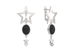 Серебряные cерьги висячие с агатом