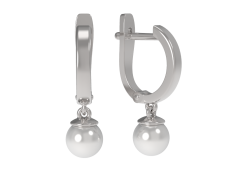 Серебряные cерьги висячие с жемчугом