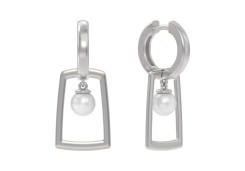 Серебряные cерьги висячие с жемчугом
