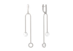 Серебряные cерьги висячие с жемчугом
