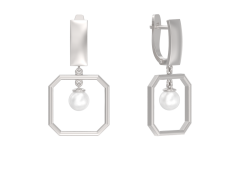 Серебряные cерьги висячие с жемчугом