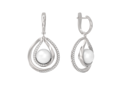 Серебряные cерьги висячие с жемчугом