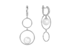 Серебряные cерьги висячие с жемчугом