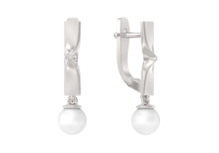 Серебряные cерьги висячие с жемчугом